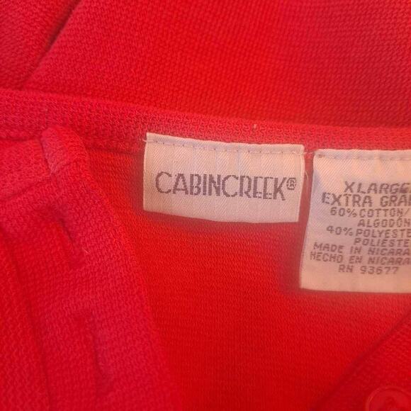 Cabin Creek Women's Henley Shirt Red Long Sleeve Buttons Crew Neck Preppy XL - Picture 4 of 7